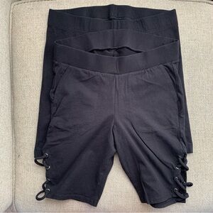 Lot of 2 Bike Shorts Stretch Cotton Lace Up Side Torrid Old Navy Size Large 1